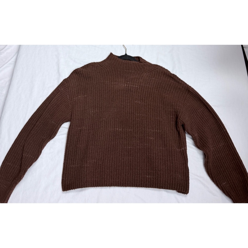 Old Navy SoSoft Brown Ribbed Mock Neck Sweater Small Recycled Blend Cozy Knit